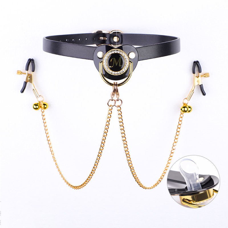 bdsm-collar-pacifier-bell-nipple-clamps-chains-614370 BDSM - Collar + Pacifier + Bell Nipple Clamps & Chains - FRISKY BUSINESS SG